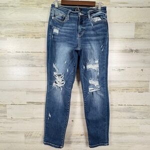 Judy Blue Los Angeles Boyfriend Fit Distressed Medium Wash Jeans Size 7/28 Denim